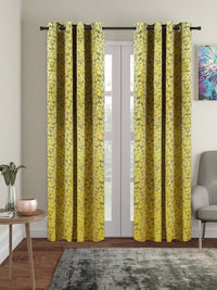 Cortina Green & Black 2 Pieces Printed Room Darkening Velvet Long Door Curtains