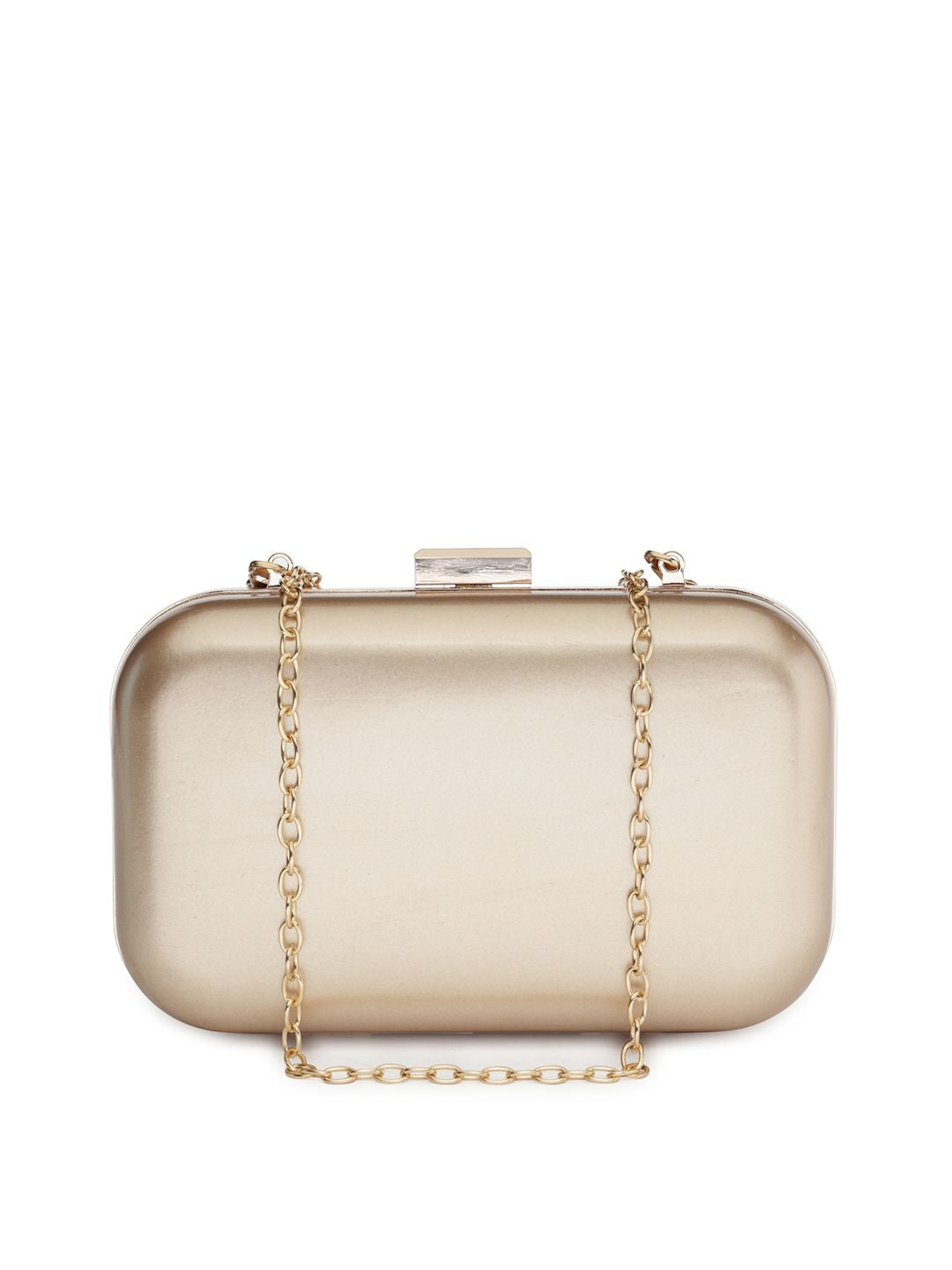 Lisa Haydon for Lino Perros Gold-Toned Solid Clutch with Sling Strap