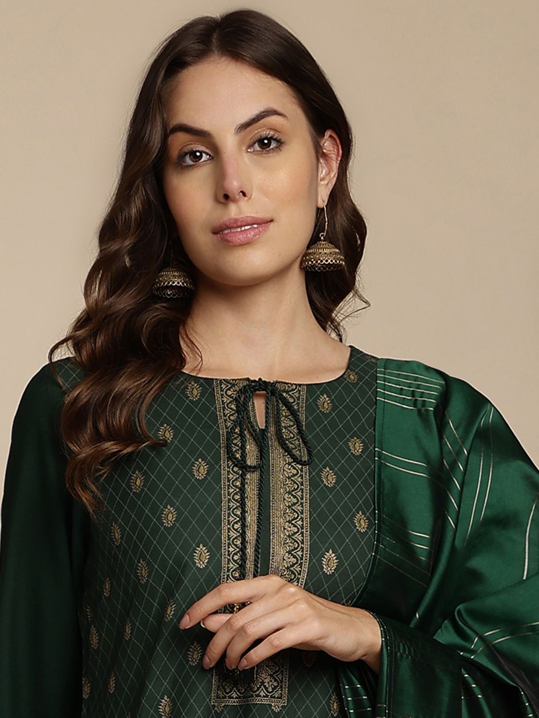 Anouk Ethnic Motifs Print Kurta with Trousers & Dupatta