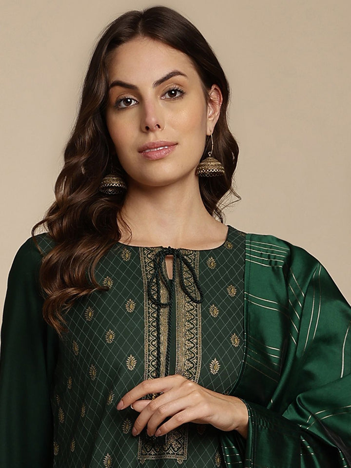Anouk Ethnic Motifs Print Kurta with Trousers & Dupatta