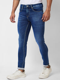 SPYKAR Men Slim Fit Low-Rise Heavy Fade Clean Look Stretchable Jeans