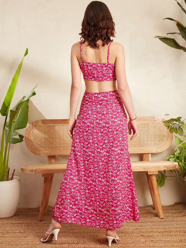 Berrylush Floral Printed Top With Maxi Skirt