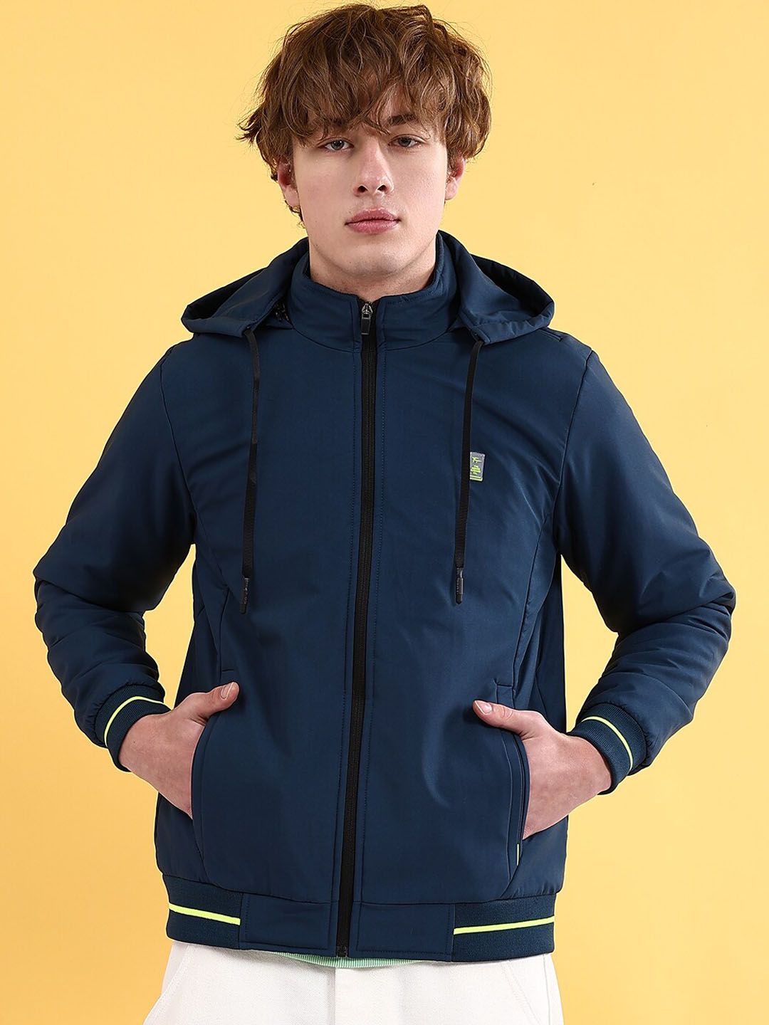 The Indian Garage Co Zip Detail Hooded Bomber Jacket