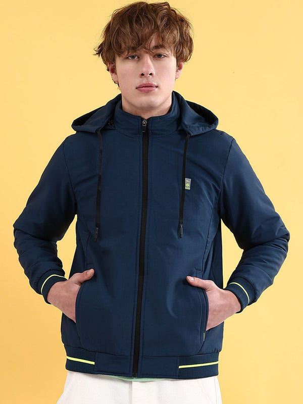 The Indian Garage Co Zip Detail Hooded Bomber Jacket