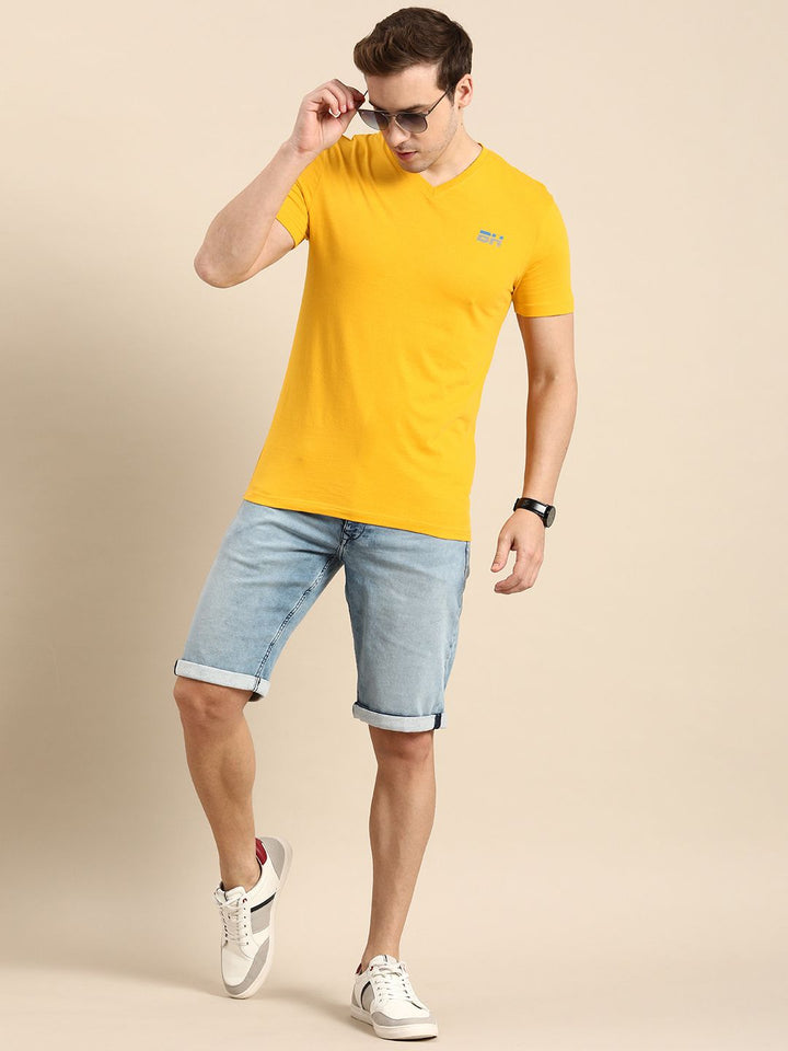 Being Human Solid V-Neck Pure Cotton T-shirt