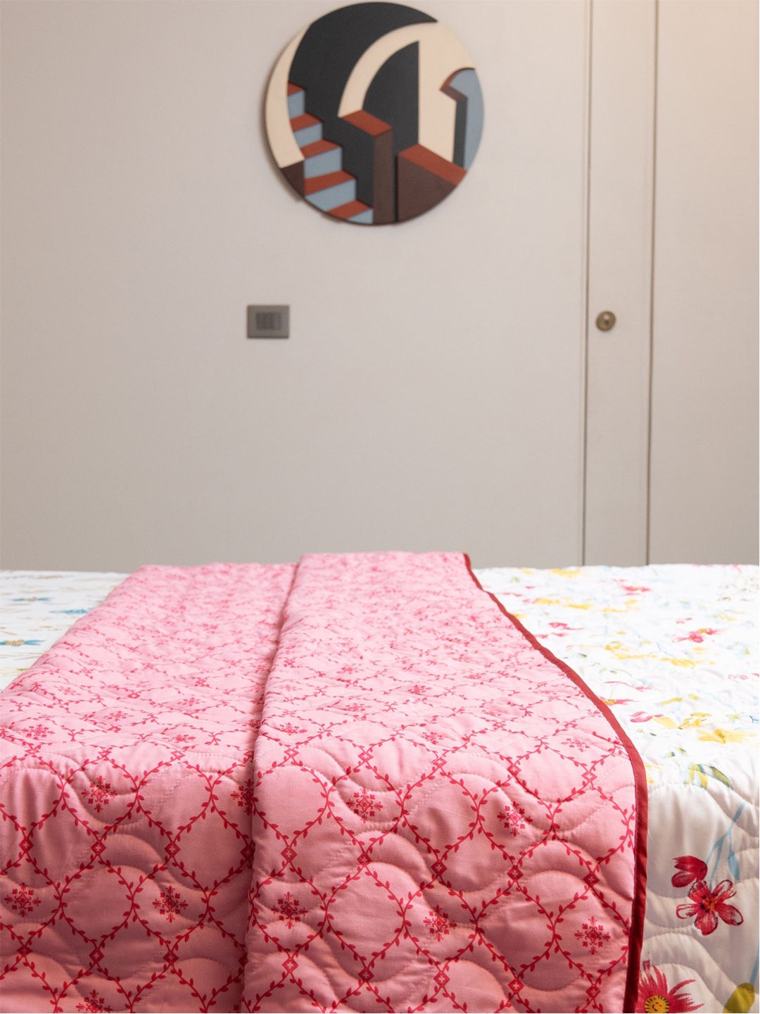 URBAN SPACE Pink & White Floral Microfiber AC Room 300 GSM Single Bed Blanket