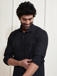 VASTRAMAY Premium Sequinned Embellished Ethnic Shirt