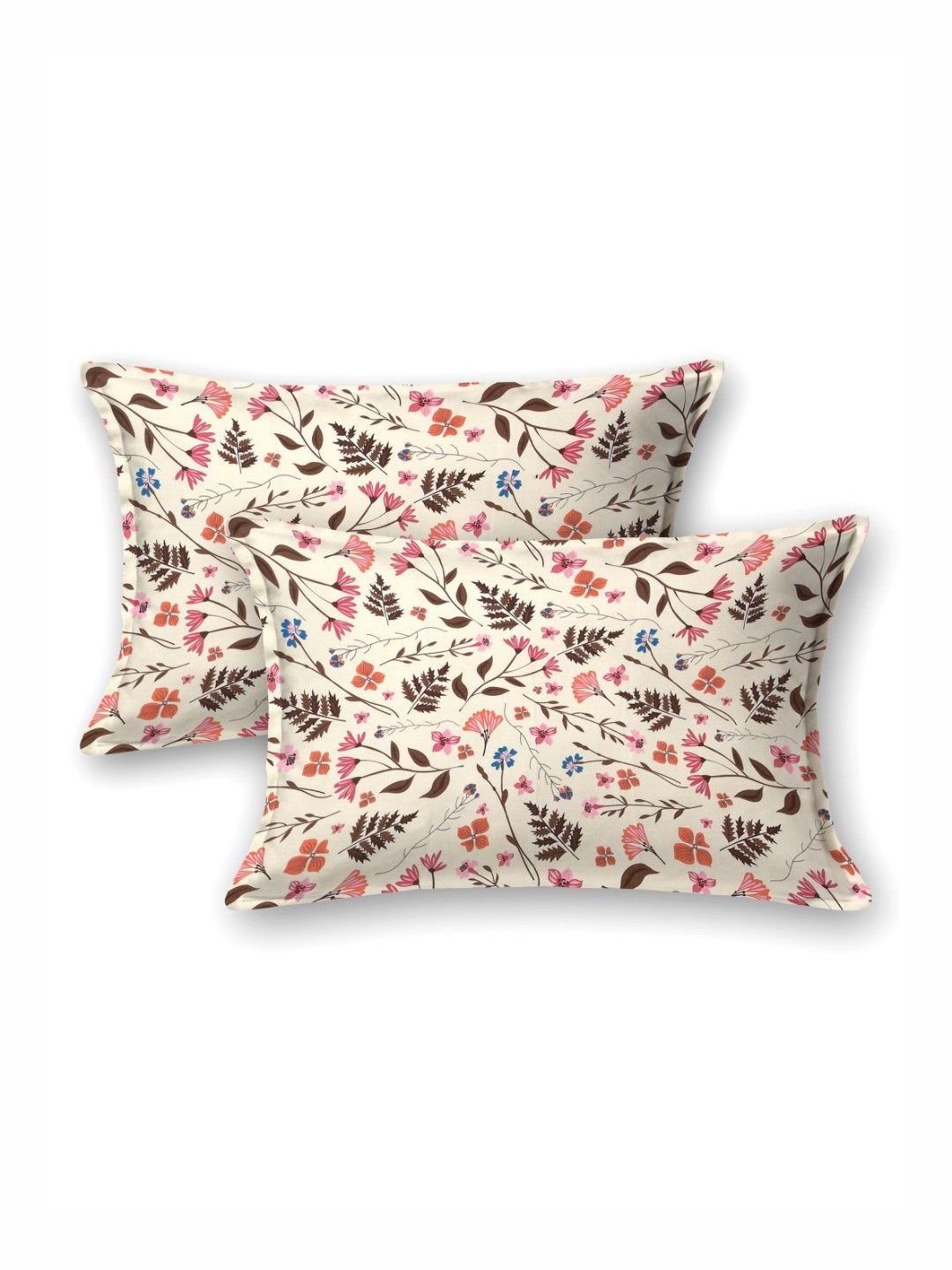 BOMBAY DYEING Epigram Cream-Coloured Printed Pure Cotton 120 TC Queen Bedsheet Set 2.24 m X 2.54 m