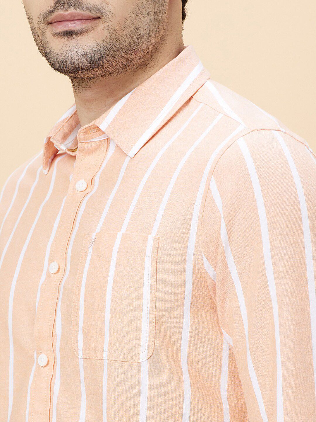 Being Human Vertical Stripes Spread Collar Slim Fit Cotton Casual Shirt