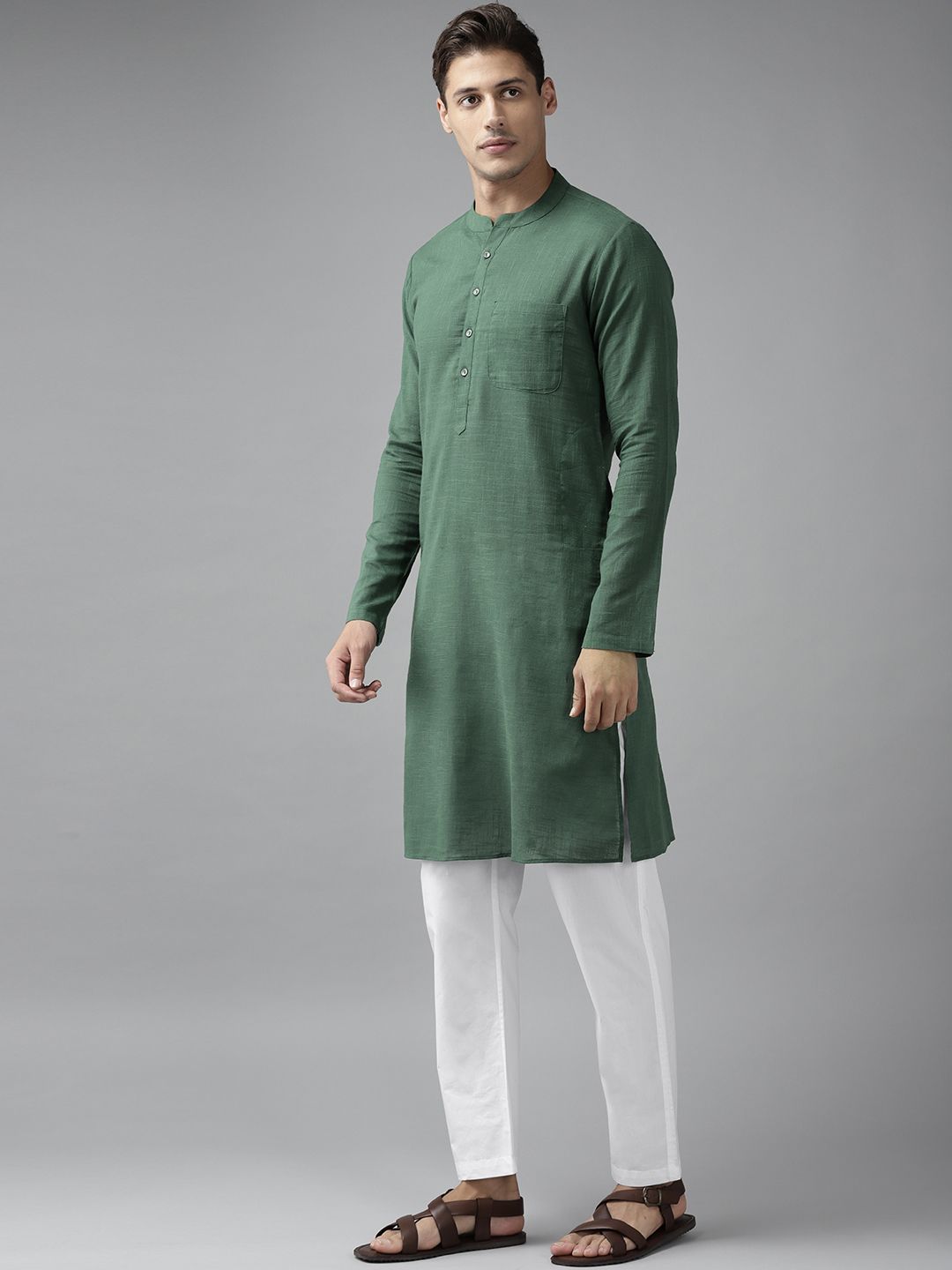 See Designs Men Green Regular Pure Cotton Kurta with Pyjamas