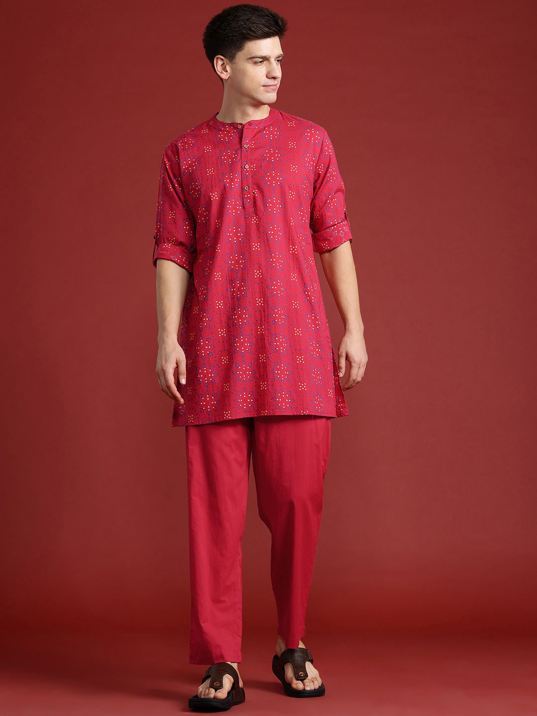 Anouk Bandhani Print Pure Cotton Kurta with Trousers