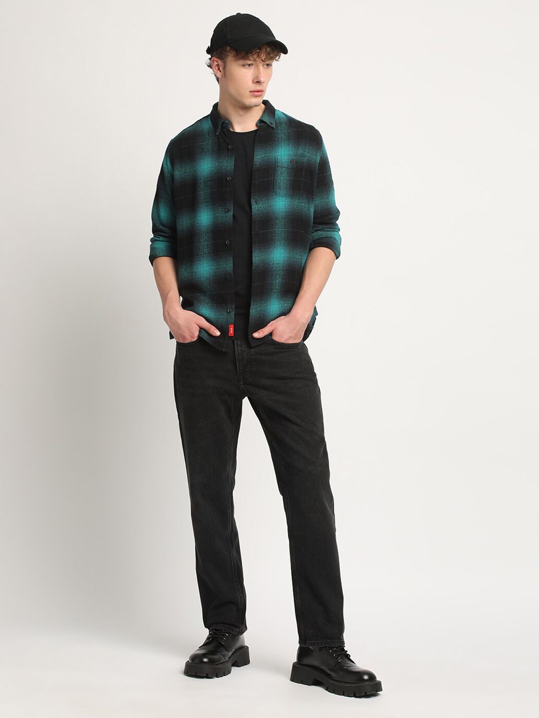 THE BEAR HOUSE Slim Fit Tartan Checked Pure Cotton Casual Shirt
