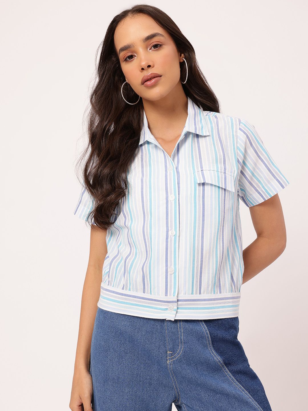 DressBerry Stripe Play Short Sleeve Shirt
