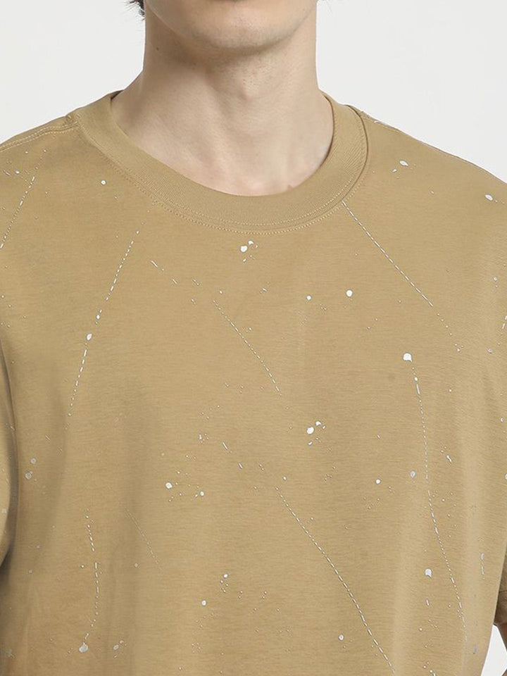 The Bear House Men Self Design Round Neck Tshirt