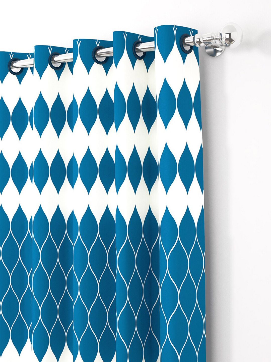 Story@home Nature Blue & White 2 Pieces Geometric Printed Window Curtains
