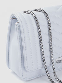 Lino Perros Women Blue Solid Quilted Structured Shoulder Bag