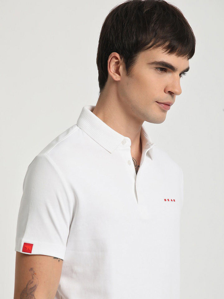 THE BEAR HOUSE Polo Collar Slim Fit Pure Cotton T-shirt