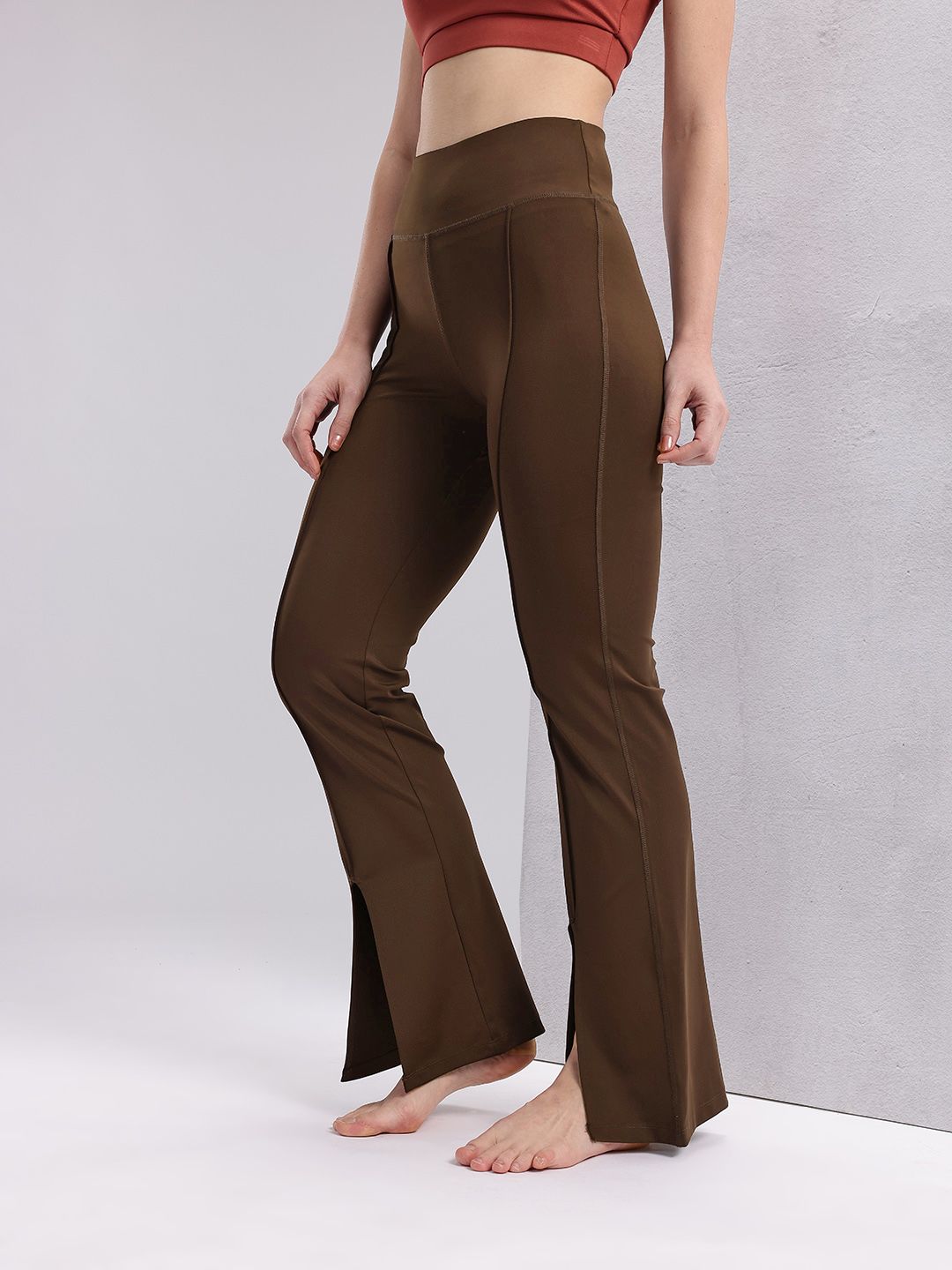 HRX by Hrithik Roshan Women Slit Hem Panelled Rapid-Dry Yoga Tights
