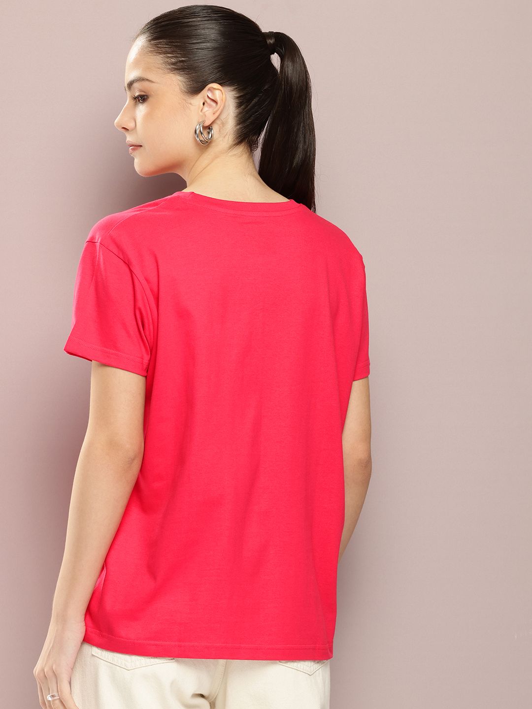 DILLINGER Women Typography Printed Embossed Oversized T-shirt