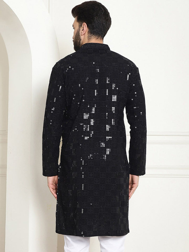 SOJANYA Geometric Embroidered Sequinned Pure Cotton Straight Kurta