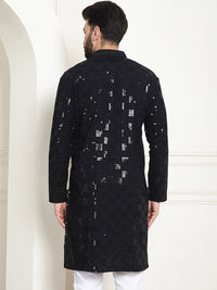 SOJANYA Geometric Embroidered Sequinned Pure Cotton Straight Kurta