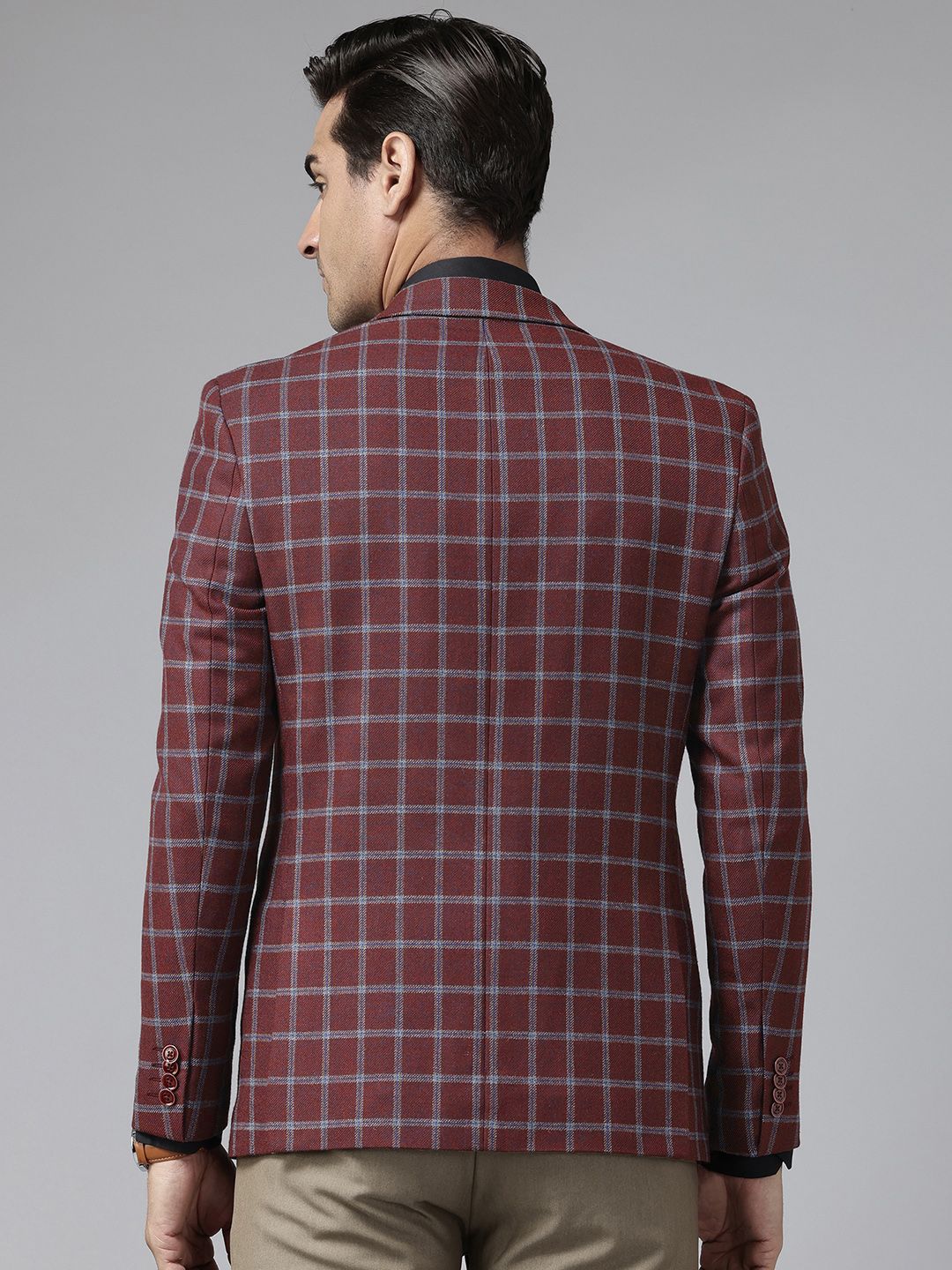 Park Avenue Single-Breasted Checked Semiformal Blazer