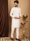 SOJANYA Geometric Embroidered Regular Thread Work Pure Cotton Kurta with Churidar