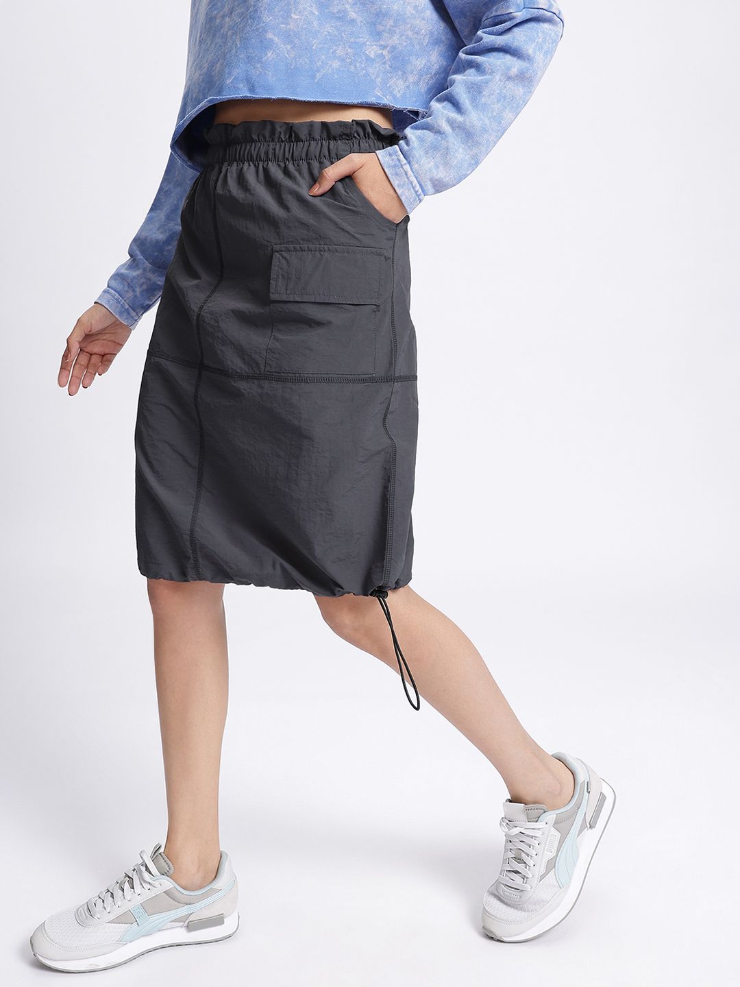 DressBerry Sleek Edge Straight Parachute Skirt with Toggled Hem