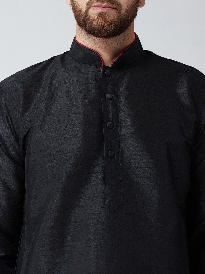 SOJANYA Men Black Solid Straight Kurta