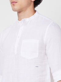 SPYKAR Mandarin Collar Long Sleeves Casual Linen Shirt