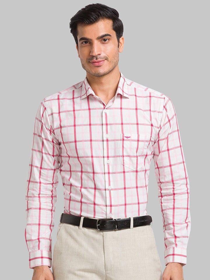 Park Avenue Slim Fit Windowpane Checked Pure Cotton Formal Shirt