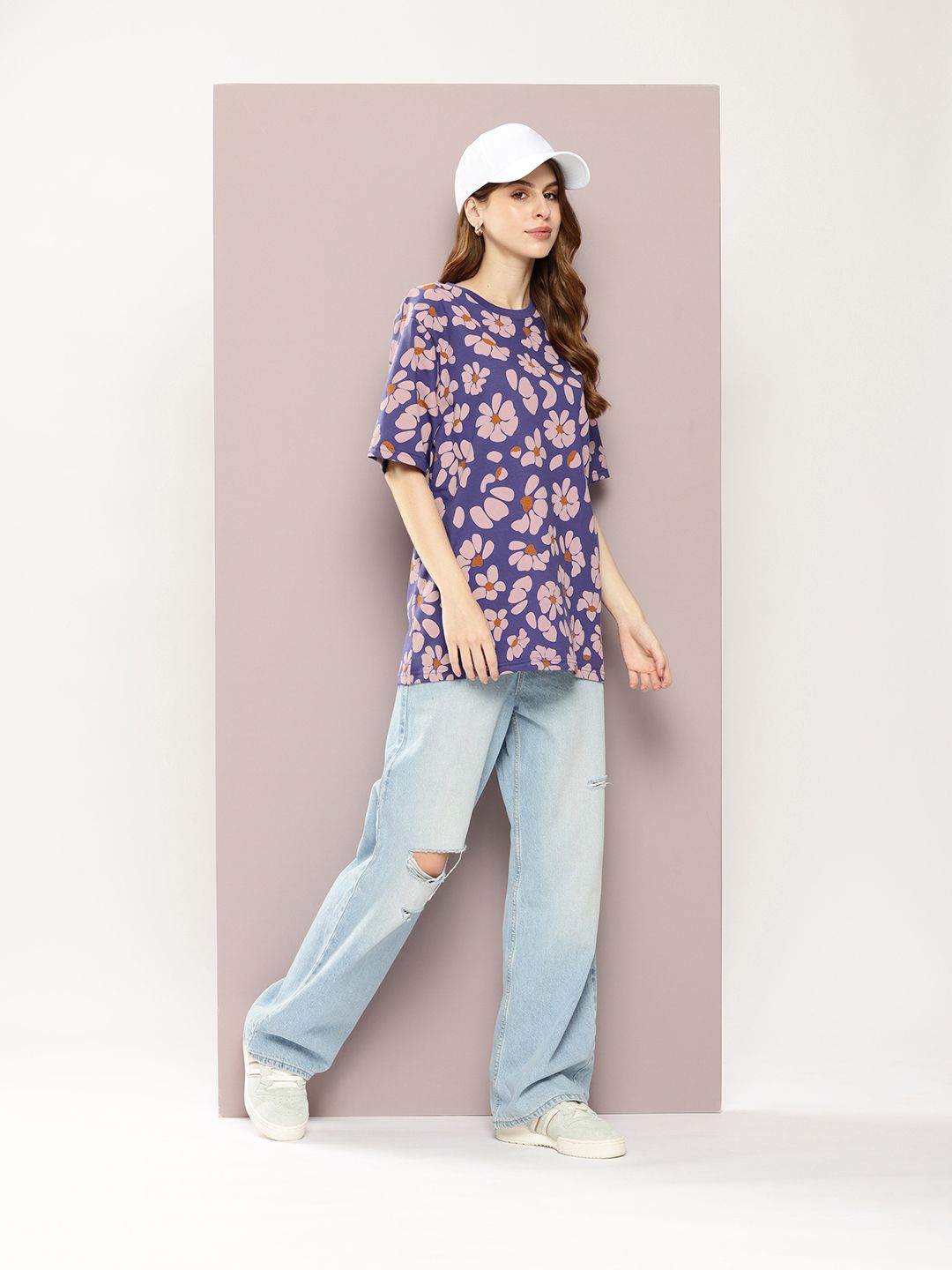 DILLINGER Women Floral Printed Oversized T-shirt