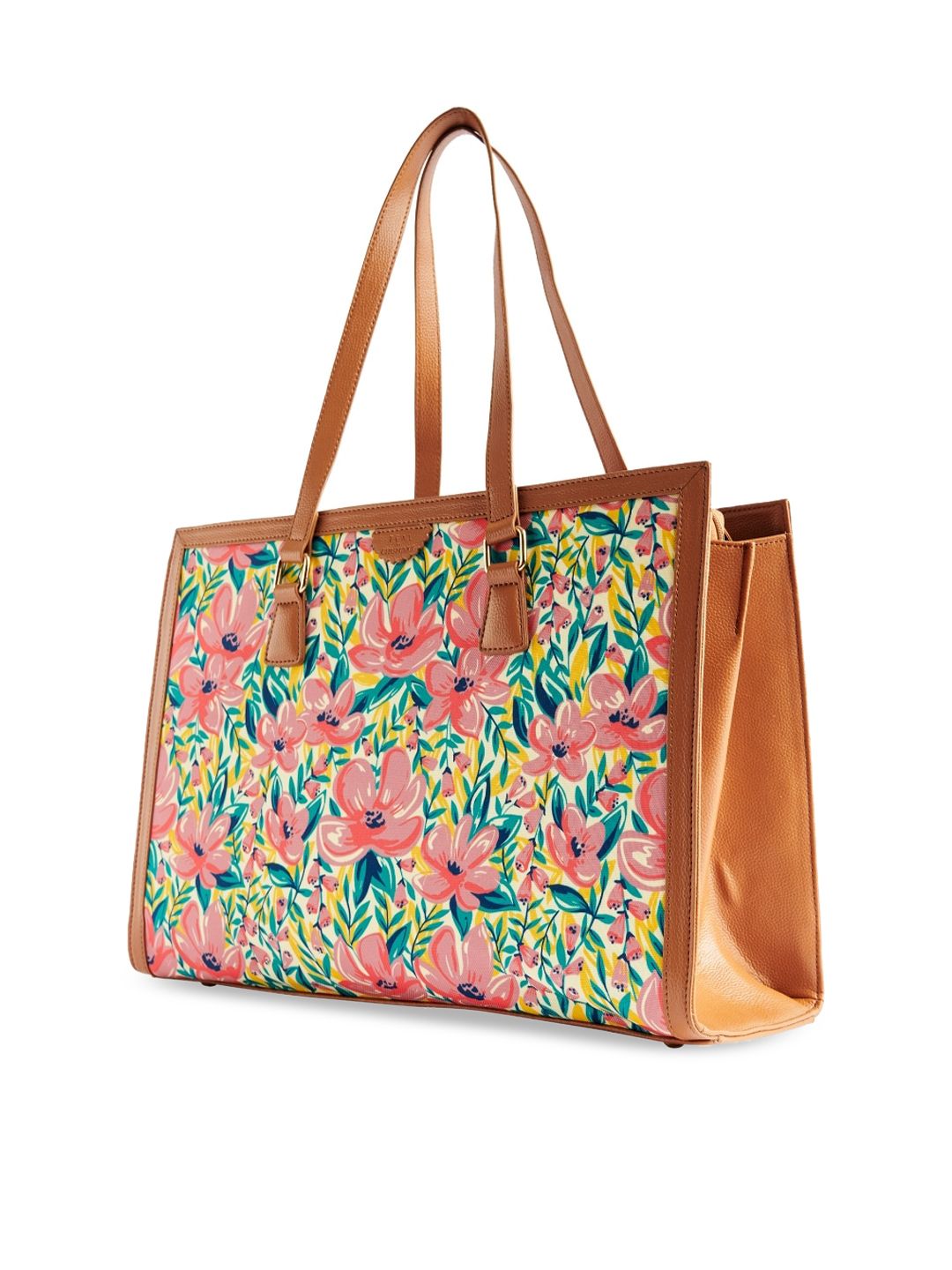 TEAL BY CHUMBAK Floral Printed Oversized Shopper Shoulder Bag