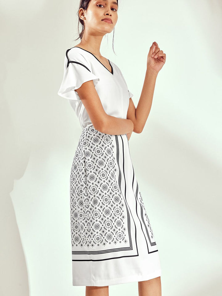 The Label Life Printed Pencil Midi Skirt