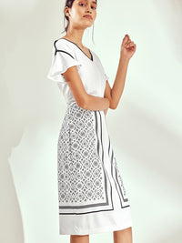 The Label Life Printed Pencil Midi Skirt