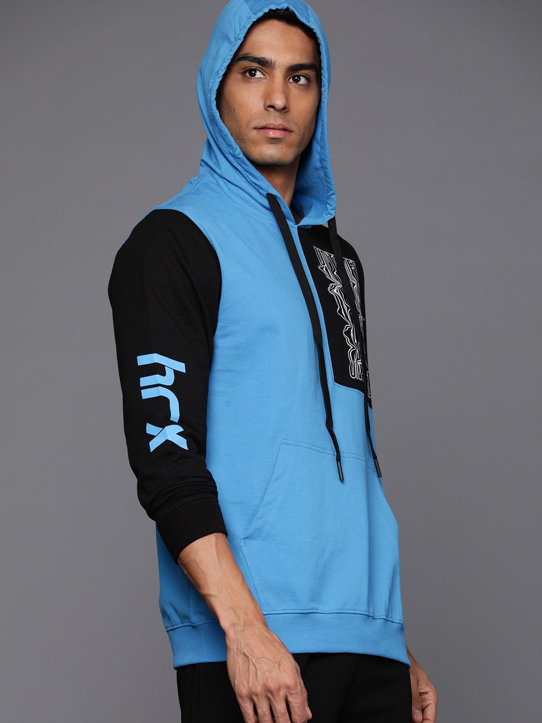 HRX by Hrithik Roshan Colourblocked Hooded Sweatshirt