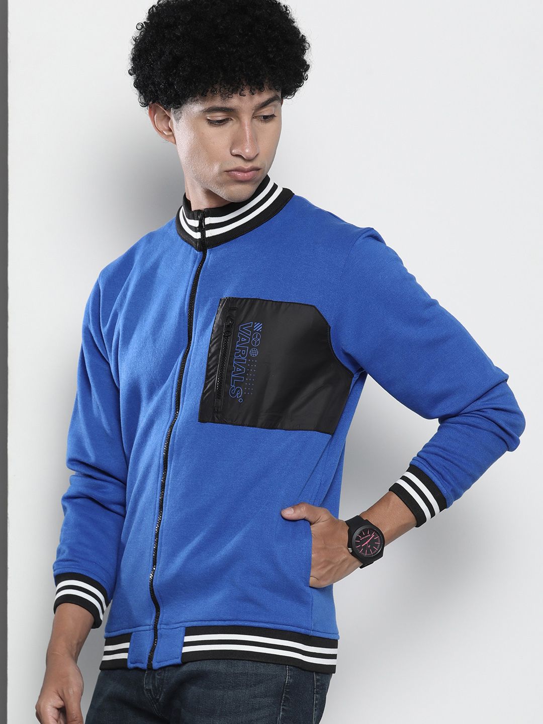 The Indian Garage Co Men Blue Solid Sweatshirt