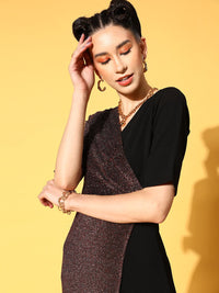 Athena Stylish Black Colourblocked Wrap It Up Dress