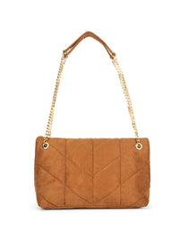 Berrylush Brown Structured Quilted Shoulder Bag