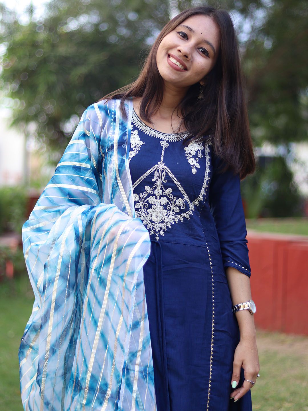 KALINI Women Ethnic Motifs Yoke Design Gotta Patti Kurta with Palazzos & With Dupatta