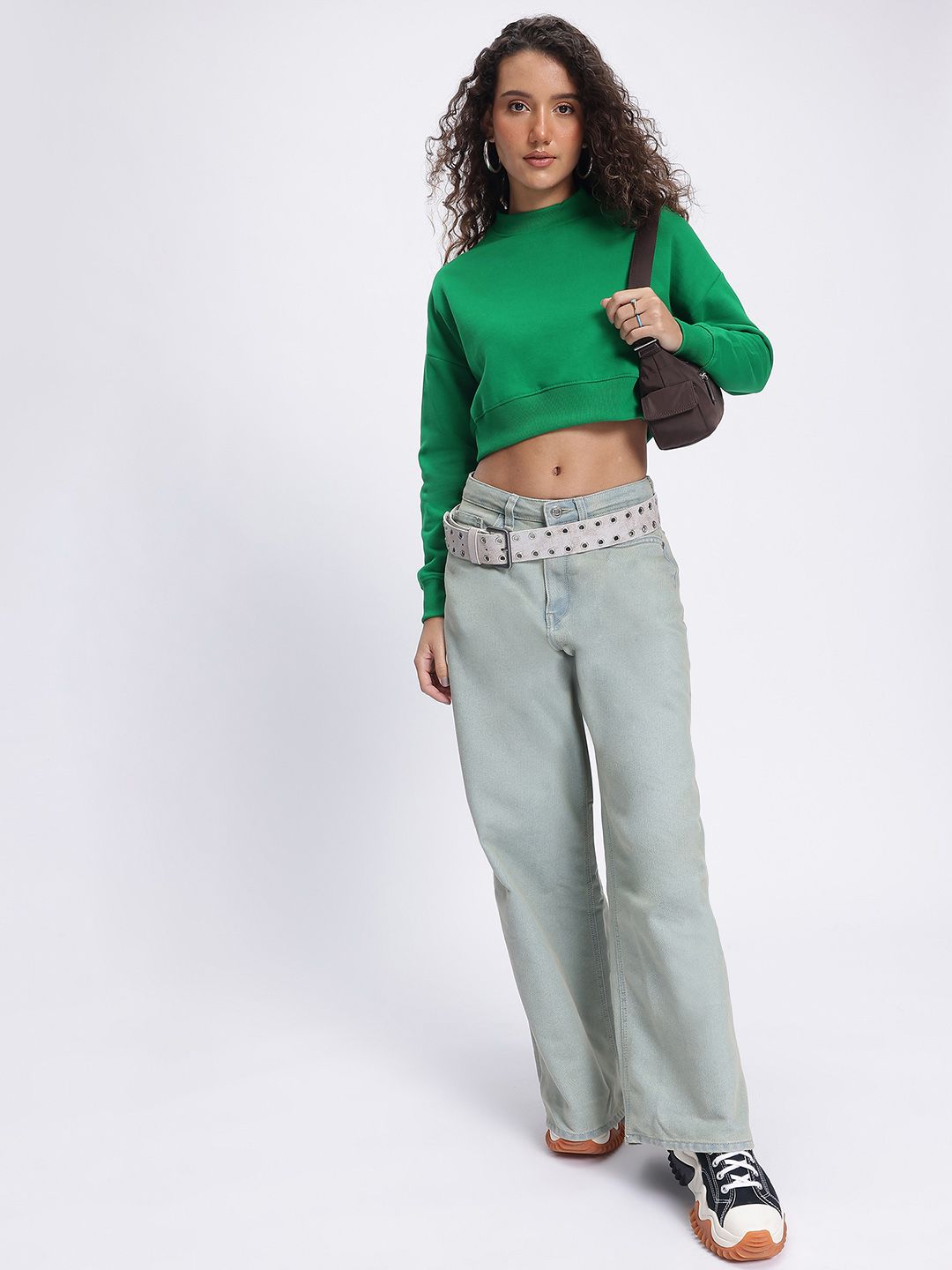 DressBerry Streetstyle Edge Graphic Print Drop-Shoulder Crop Sweatshirt