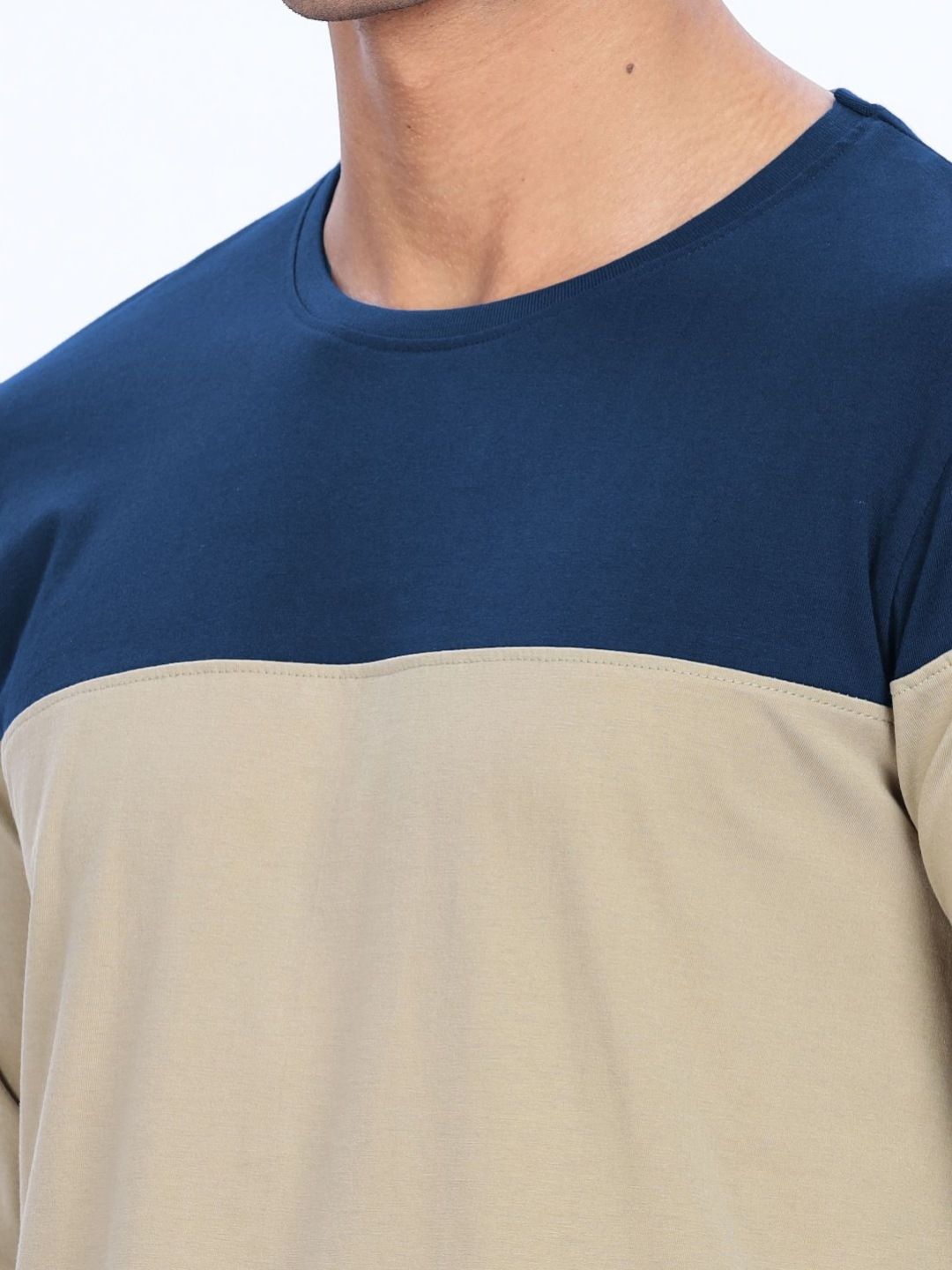 ADRO Men Colourblocked Round Neck Cotton T-shirt