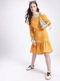 DressBerry Sunny Blooms Embroidered A-Line Midi Dress