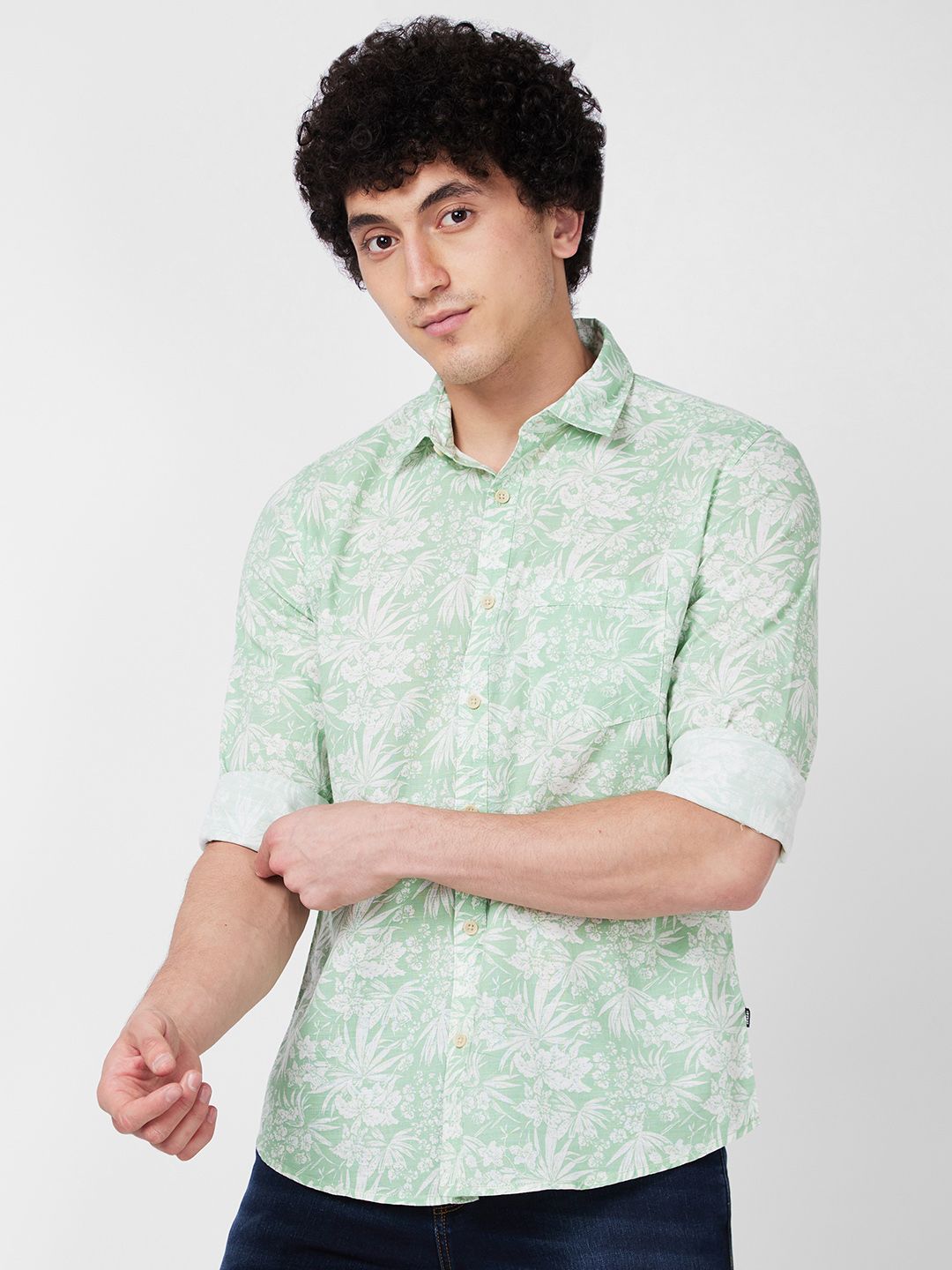 SPYKAR Floral Printed Cotton Casual Shirt