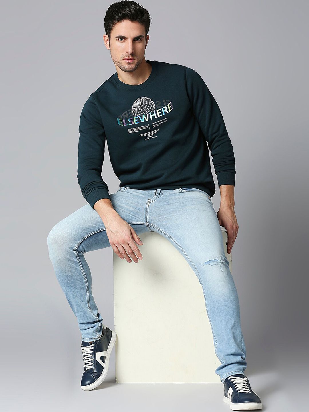 SPYKAR Men Slim Fit Low-Rise Mildly Distressed Light Fade Stretchable Cotton Jeans