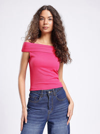 DressBerry Off-Shoulder Ribbed Top