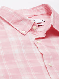 THE BEAR HOUSE Men Pink Slim Fit Tartan Checks Checked Casual Shirt