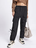 DressBerry Women Street Chic Core Ruched Tie-Ups Cargo-Style Track Pants
