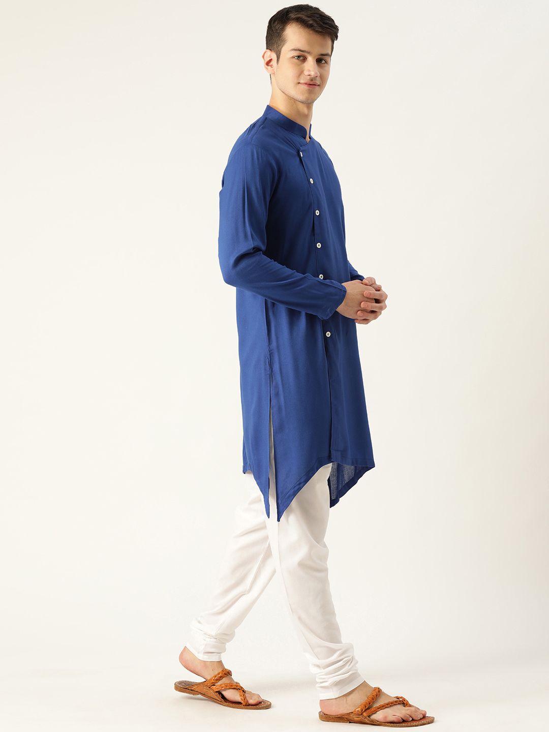 SOJANYA Lelaki Biru Solid Kurta Lurus