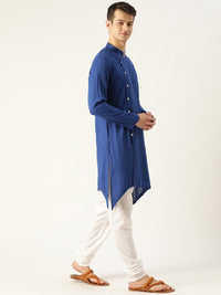 SOJANYA Lelaki Biru Solid Kurta Lurus